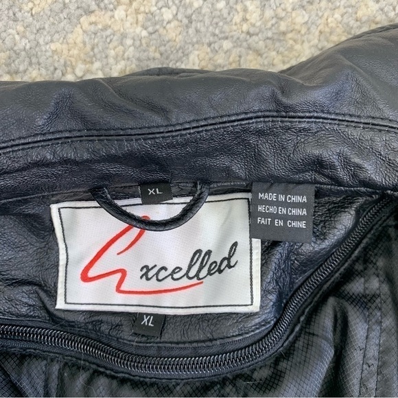 Excelled Womens black leather moto jacket full zip size XL bikercore - Picture 8 of 12